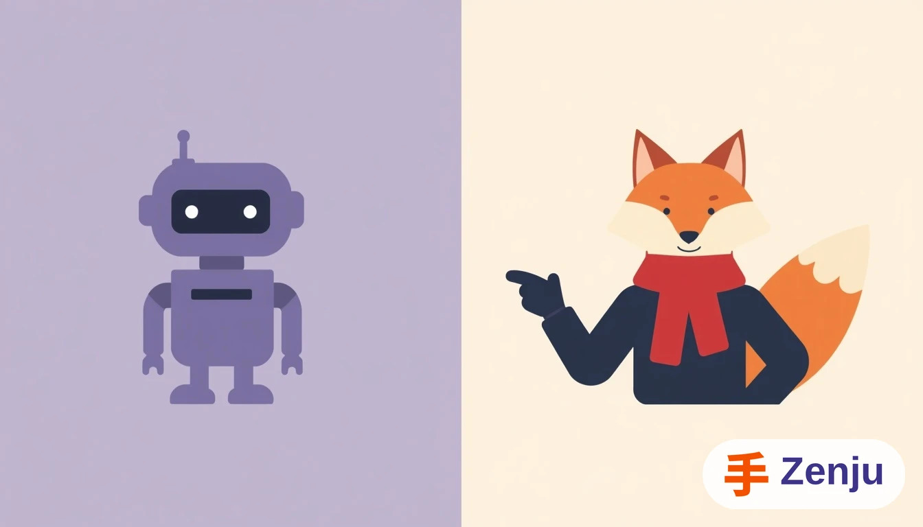 Dos caminos divergentes con un chatbot simple a la izquierda y un agente de IA avanzado a la derecha