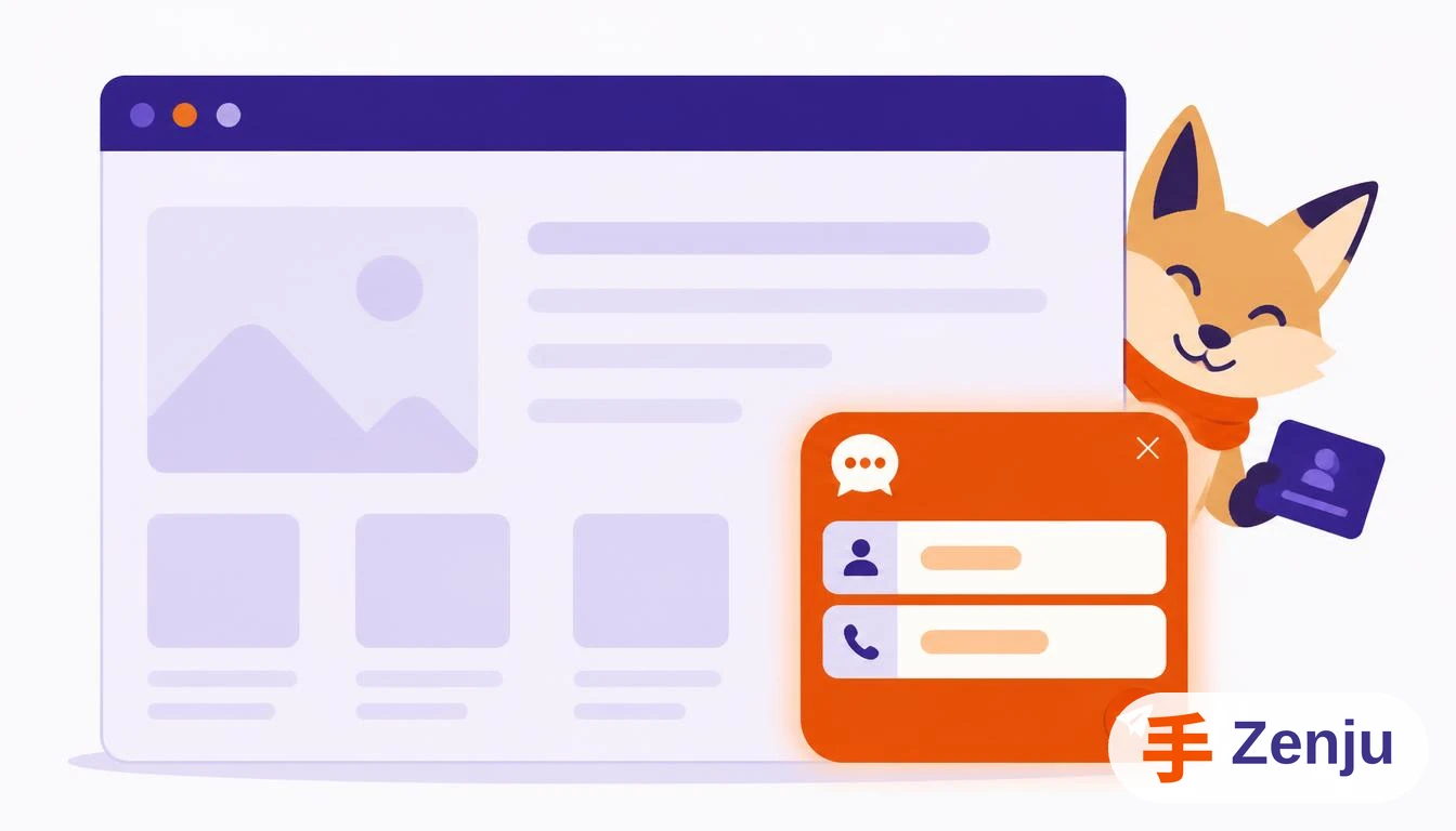 Pantalla de sitio web con un chat emergente capturando el nombre y teléfono de un visitante