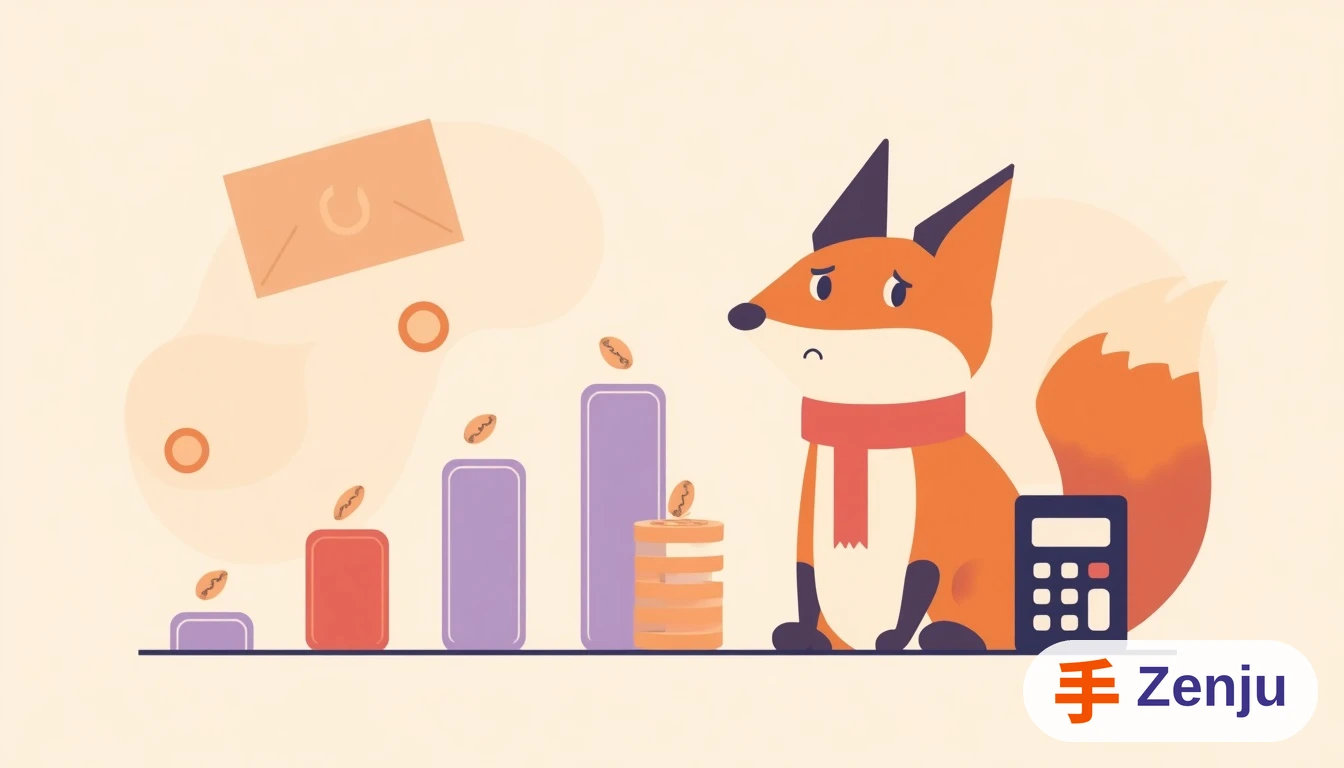 Ilustración de un zorro viendo una gráfica de bajas de alumnos con signo de pesos cayendo